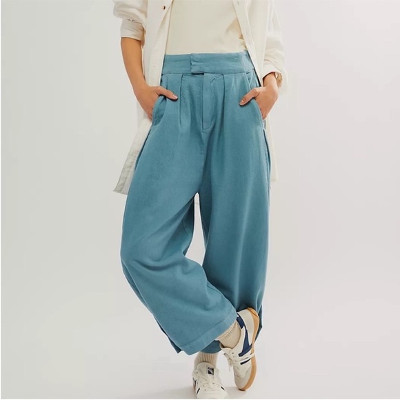 Free People Pants - Free People Small Pants Cool Harbor Wide-Leg Trousers in blue zippered pockets